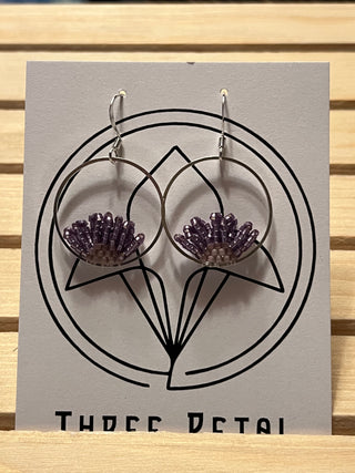 Beaded Earrings / Flower Purple