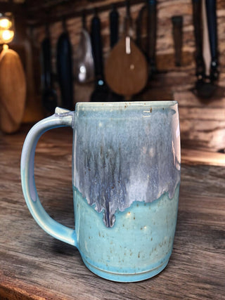 Blue speckled mug