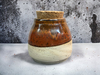 Copper Speckled Cork Jar-Three Petal Pottery