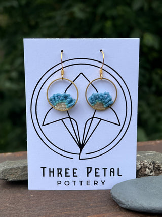 Beaded Earrings-Flower-Light Blue