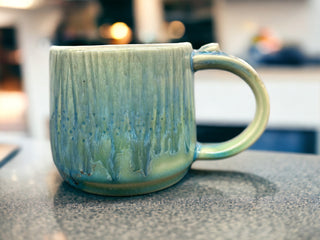 Blue & Green Mug-Three Petal Pottery