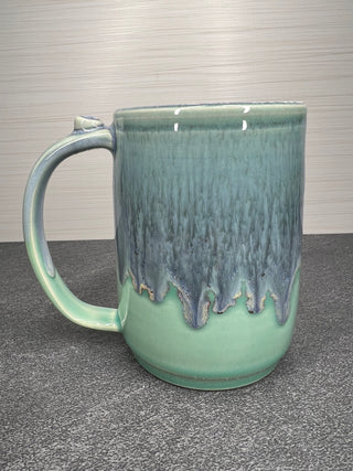 Green & Blue Mug-Three Petal Pottery