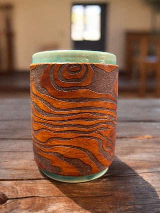 Wood Grain Leather Wrapped Cup