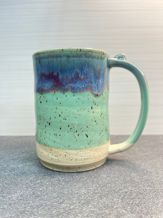 Green & Blue Speckled Mug-Three Petal Pottery