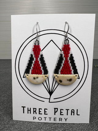 Beaded Earrings with Hand Made Bead