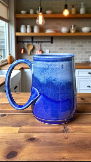 Blue Fancy Handle Mug