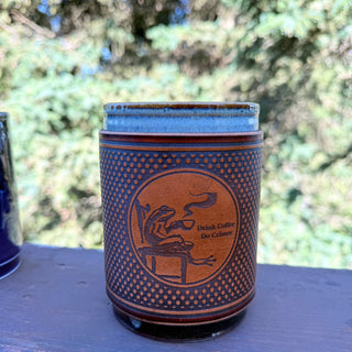 Drink Coffee Do Crimes Leather Wrap Mug