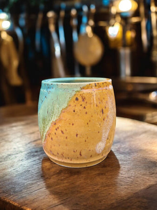 Yellow & Turquoise speckled Cup