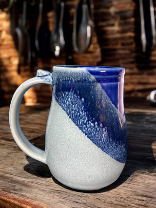 Blue and gray handcrafted mug